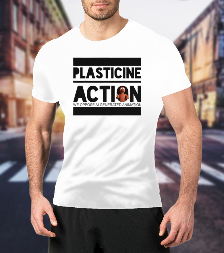 Plasticine Action We Oppose AI Generated Animation Claymation Thumbs Up T-Shirt