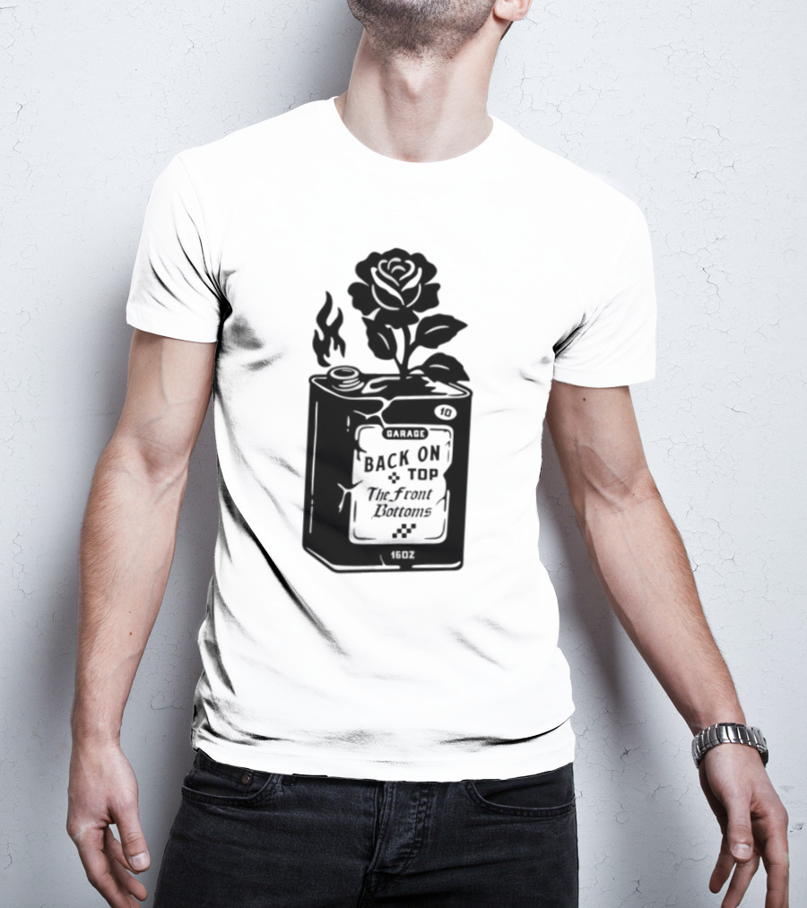 Back On Top The Front Bottoms Lighter-Inspired Art With Rose Motif T-Shirt