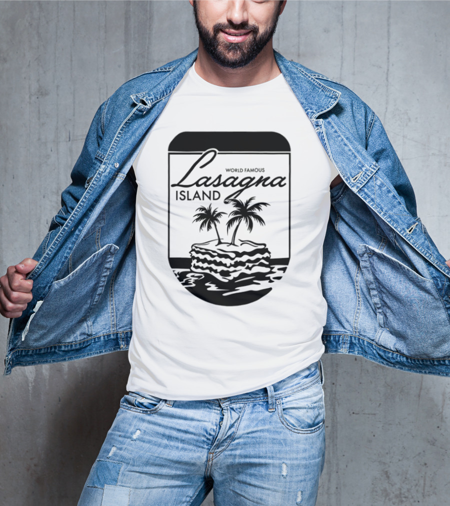 World Famous Lasagna Island Cat Cartoon Comic Humor Retro Style T-Shirt