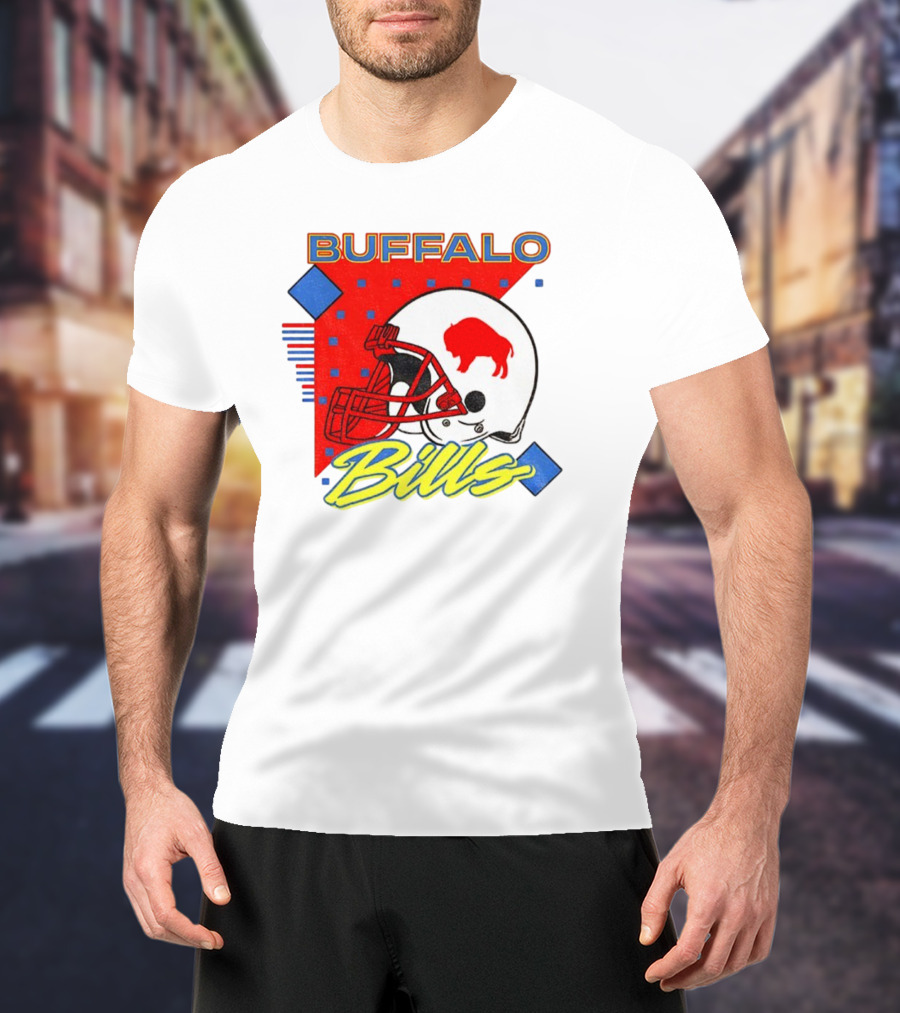 Buffalo Bills 90s Style Football Helmet Retro NFL Game Day T-Shirt