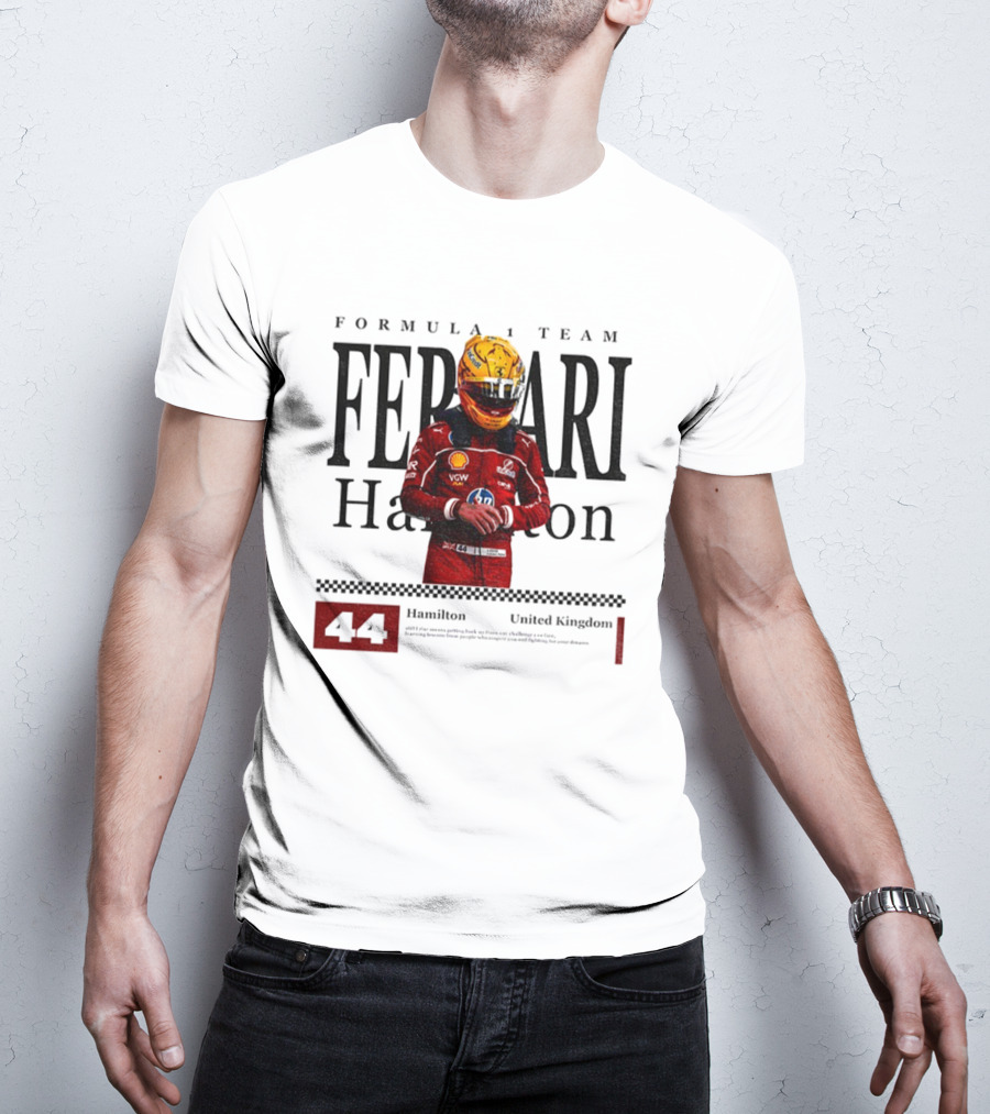 Ferrari Hamilton Red Racing Suit 44 UK Formula 1 Team T-Shirt