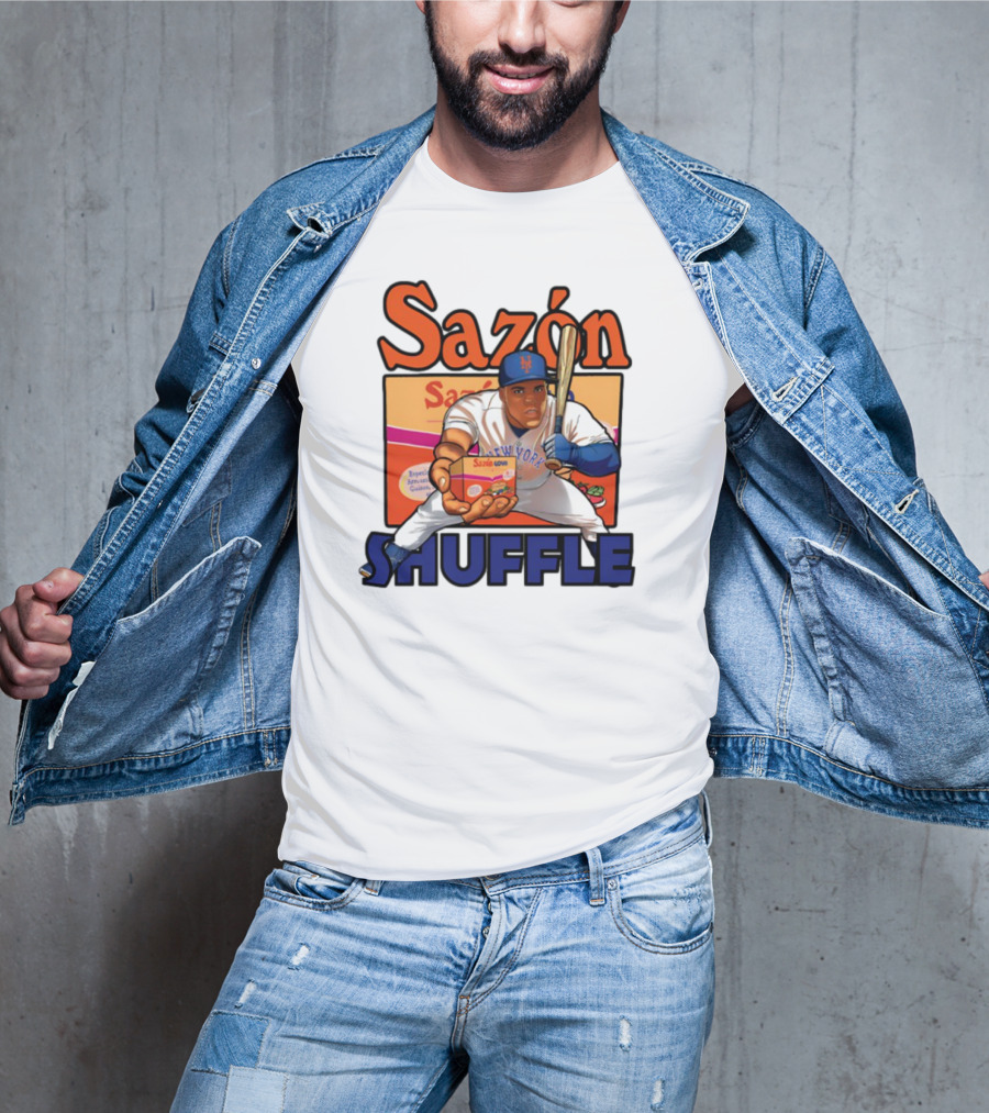 New York Sazón Goya Baseball Player Shuffle T-Shirt