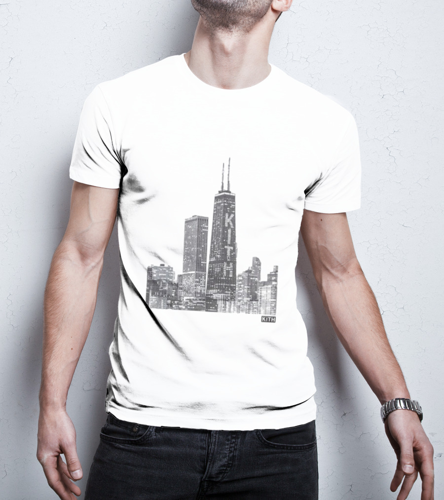 Kith Chicago Skyline Merchandise Featuring Iconic Skyscraper Artwork T-Shirt