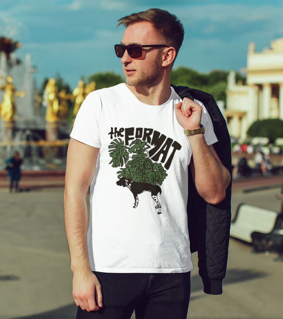 The Format Tropical Leaves And Dog Mustard T-Shirt