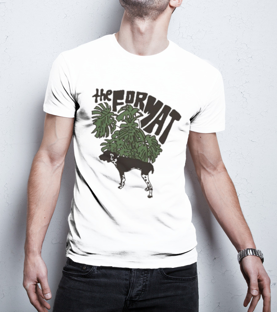 The Format Tropical Leaves And Dog Mustard T-Shirt