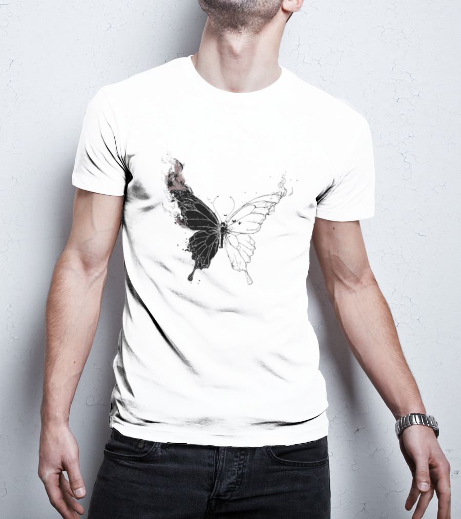 Princess Goes Butterfly Diagram Black Wings Illustration T-Shirt