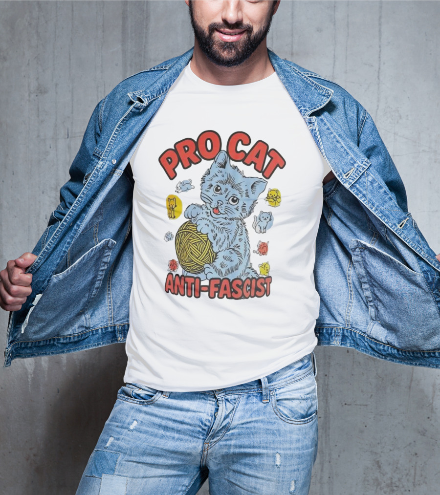 Pro Cat Anti Fascist Cat Ball Of Yarn With Cute Kittens T-Shirt