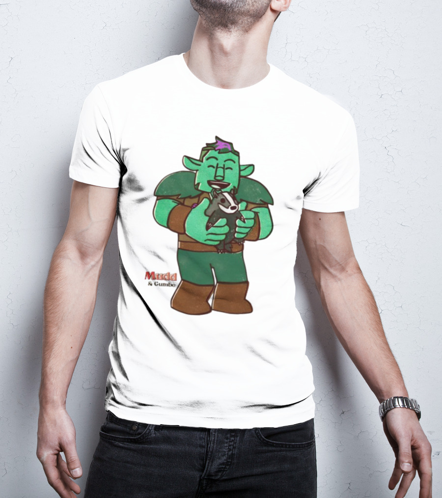 Mudd & Omino Goblin Character Embracing Pet Badger T-Shirt
