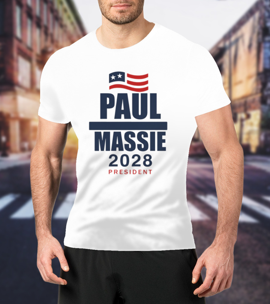 Paul Massie 2028 President Campaign With American Flag Icon T-Shirt
