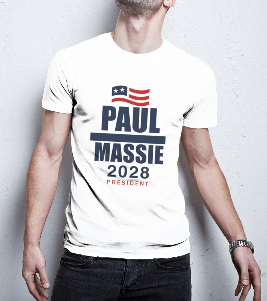 Paul Massie 2028 President Campaign With American Flag Icon T-Shirt