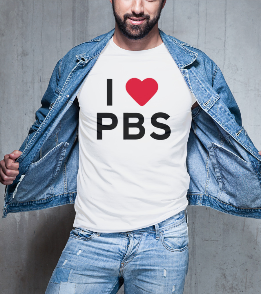 I Love PBS Classic Logo Heart Icon Fan Favorite T-Shirt