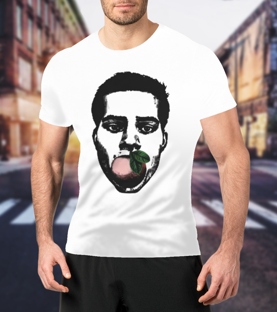 ``` Nick Wilkins Orange Face With Red Apple And Leaves ``` T-Shirt