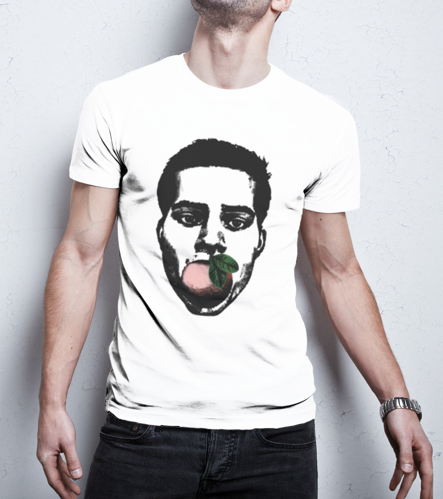 ``` Nick Wilkins Orange Face With Red Apple And Leaves ``` T-Shirt