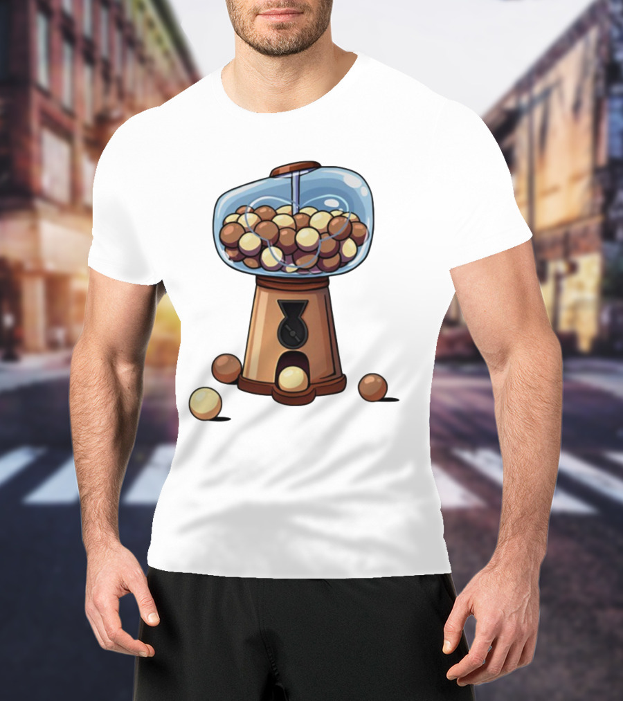 Gum Ball Machine With Brown And Cream Gumballs T-Shirt