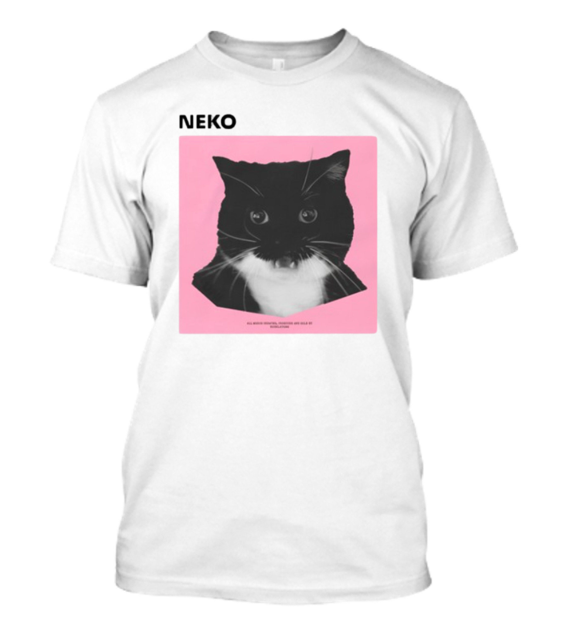 Neko Uni The Strongest Cat Silhouette In Black And Pink T-Shirt