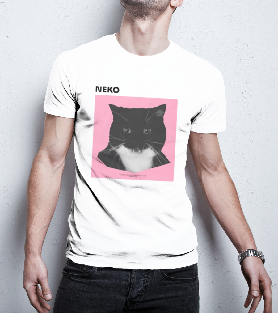 Neko Uni The Strongest Cat Silhouette In Black And Pink T-Shirt
