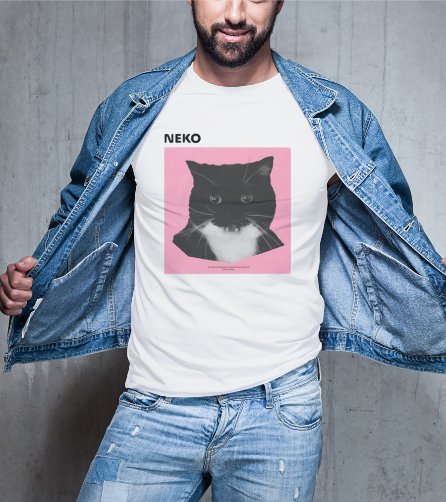 Neko Uni The Strongest Cat Silhouette In Black And Pink T-Shirt