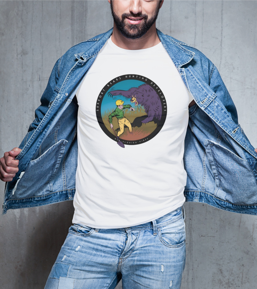 Support Bears Hunting Developers Old Florida Vibes Graphic T-Shirt