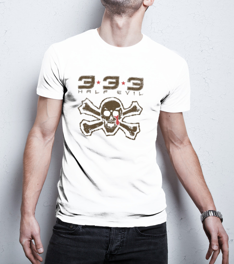 333 Half Evil Skull Crossbones Pirate T-Shirt