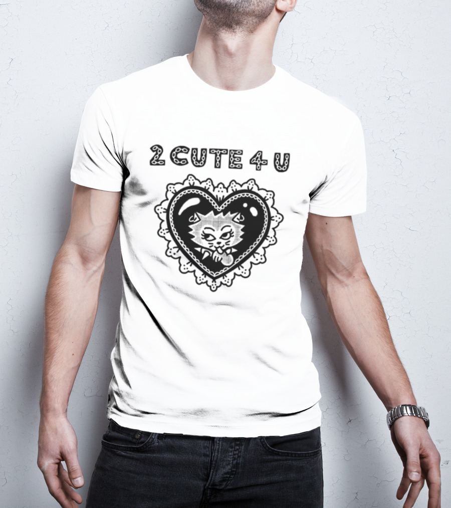 2 Cute 4 U Heart Cat Lovers Aidabloom T-Shirt