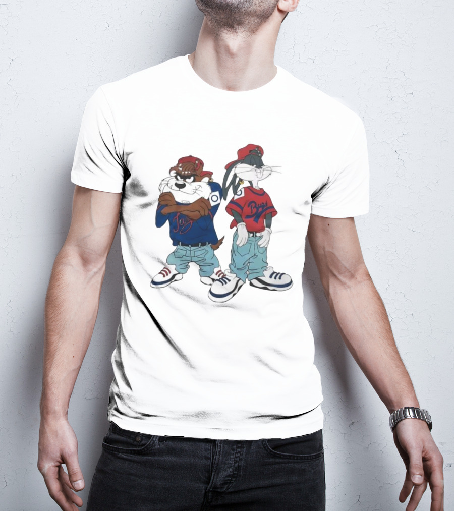Bugs Bunny Taz Hip Hop Vintage Style Baggy Jeans Sneakers T-Shirt