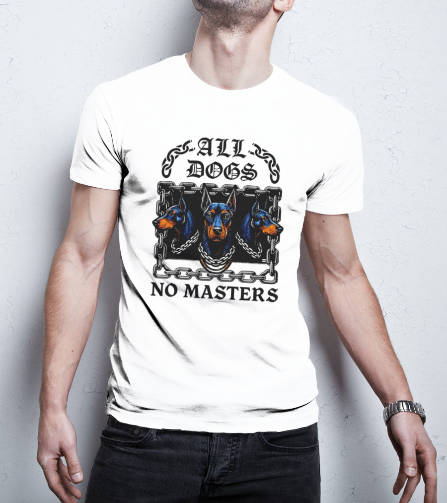Doberman All Dogs 2025 No Master Tri Color Illustration T-Shirt