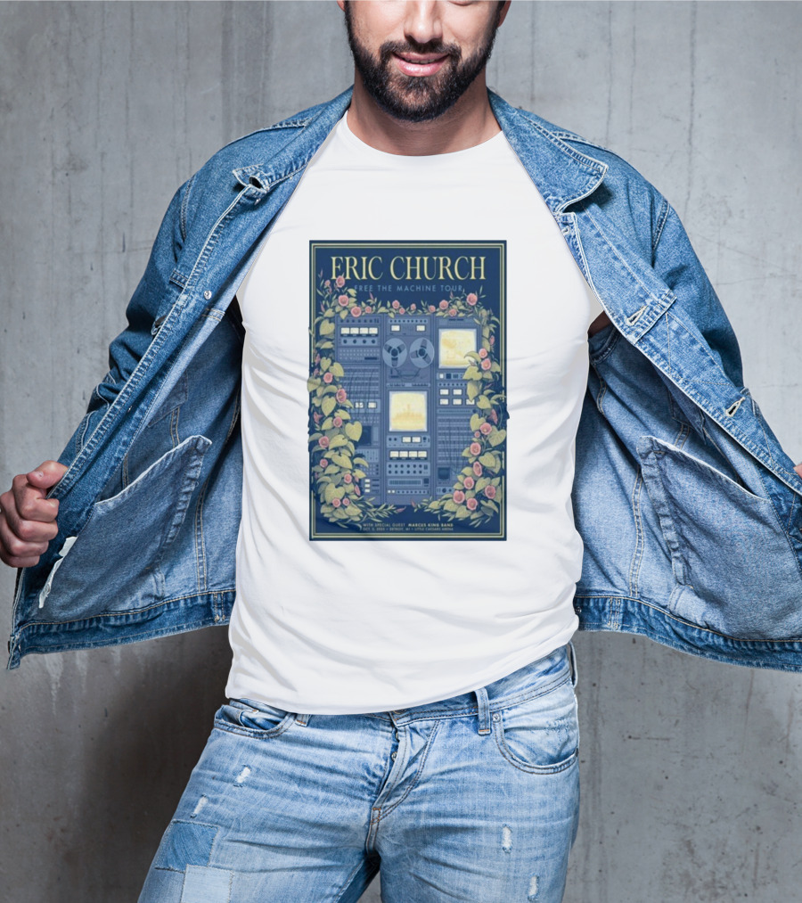 Eric Church Free The Machine Tour 2025 Marcus King Band Little Caesars Arena Detroit T-Shirt