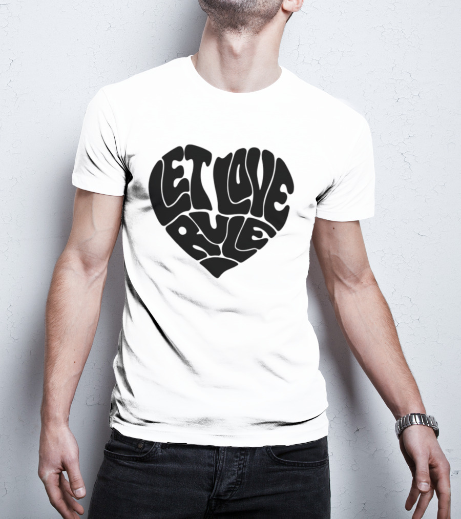 Lennykravitz Let Love Rule Heart Text Portrait Style T-Shirt