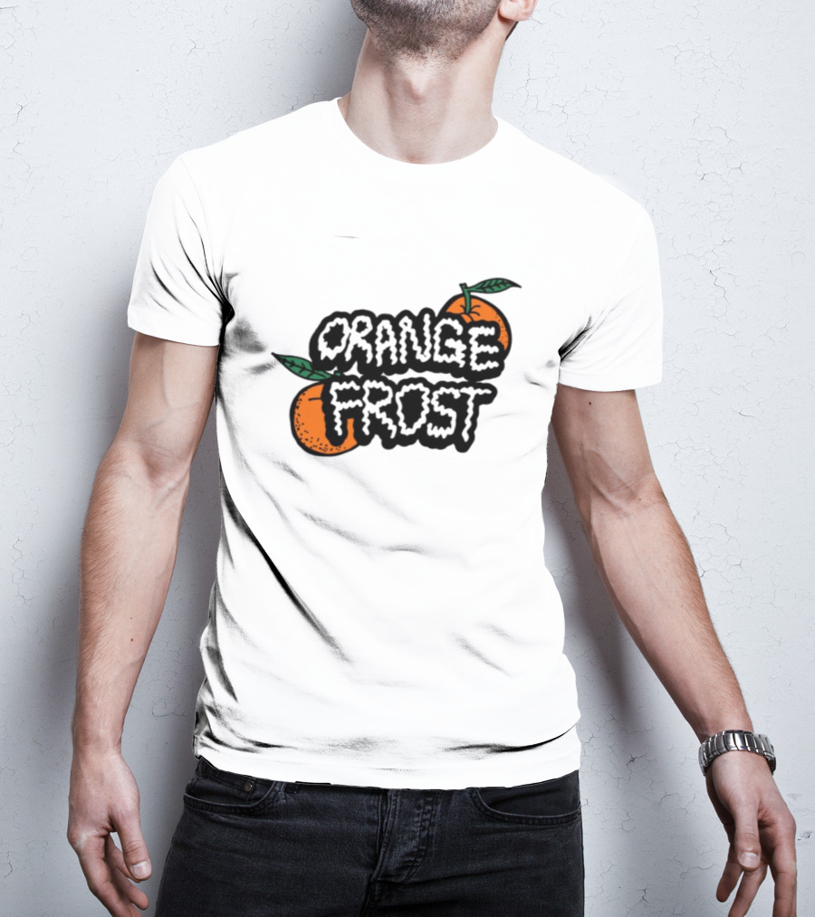 Orange Frost Citrus Design With Green Leaf Elements T-Shirt