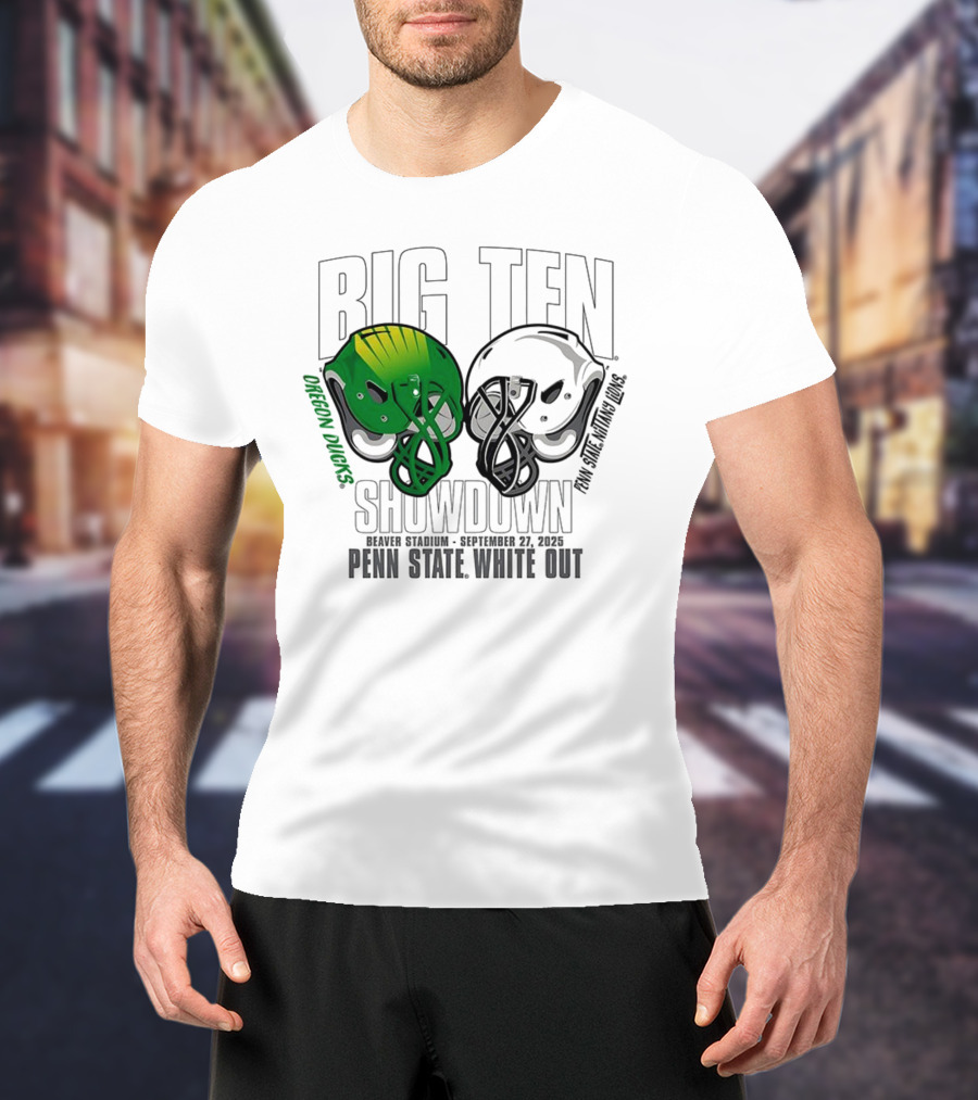 Penn State Nittany Lions Vs Oregon Ducks Football Big Ten Showdown 2025 White Out T-Shirt