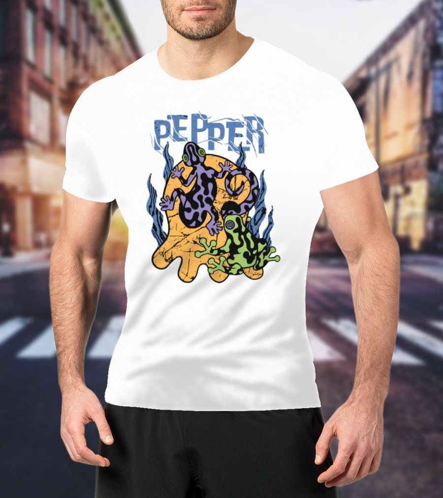Pepper Skullconut Amphibians Psychedelic Frogs Graphic T-Shirt