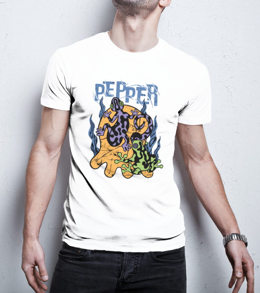 Pepper Skullconut Amphibians Psychedelic Frogs Graphic T-Shirt