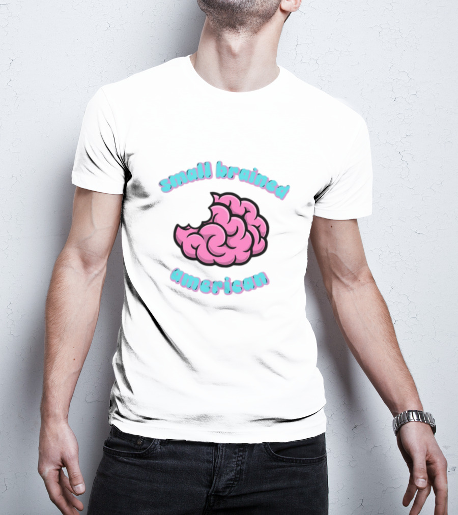 Small Brained American Pink Brain Illustration T-Shirt