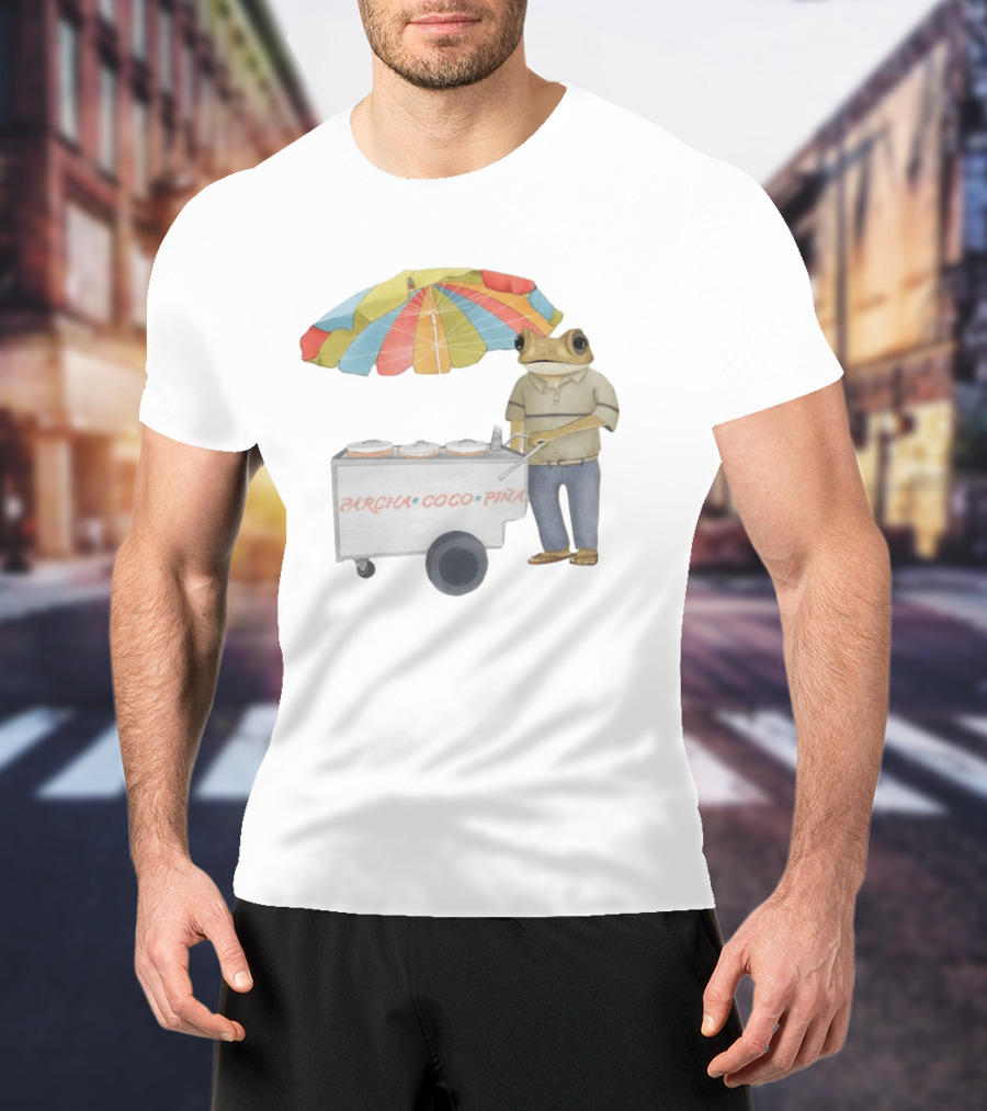 Parcha Coco Piña Frog Vendor With Colorful Umbrella T-Shirt