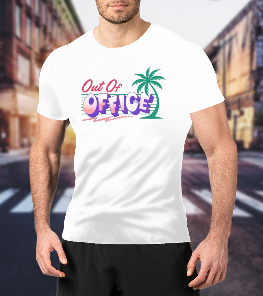 Out Of Office Tropical Palm Tree Retro Style T-Shirt