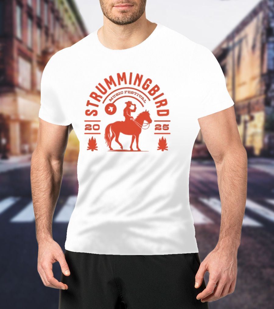 Strummingbird Music Festival 2025 Cowboy Riding Horse Icon T-Shirt