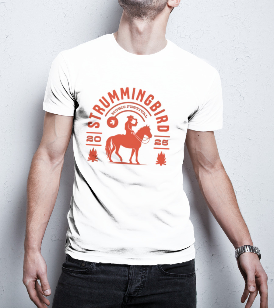 Strummingbird Music Festival 2025 Cowboy Riding Horse Icon T-Shirt