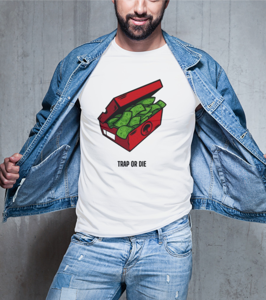 Trap Or Die Shoe Box Money Cash Stack T-Shirt