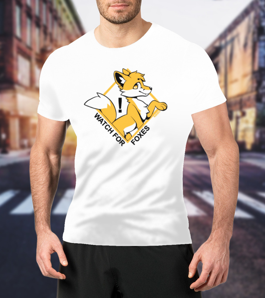 FOR FOXES YELLOW AND BLACK FOX ILLUSTRATION T-Shirt