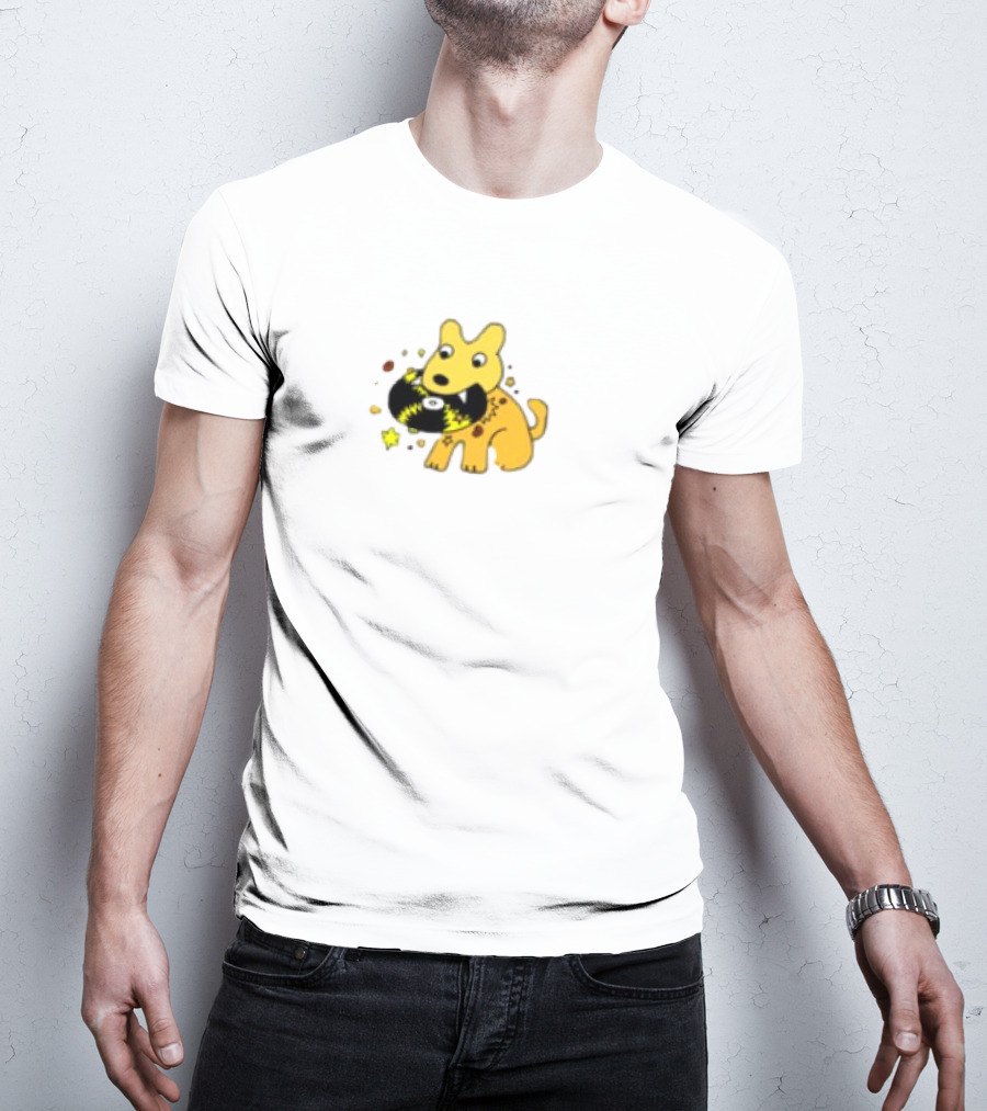 Yellow Jasper Dog With Cosmic Black Cat T-Shirt