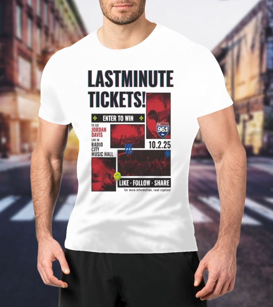 Last Minute Tickets Enter To Win Oct 2 2025 Radio City Music Hall 96.1 T-Shirt