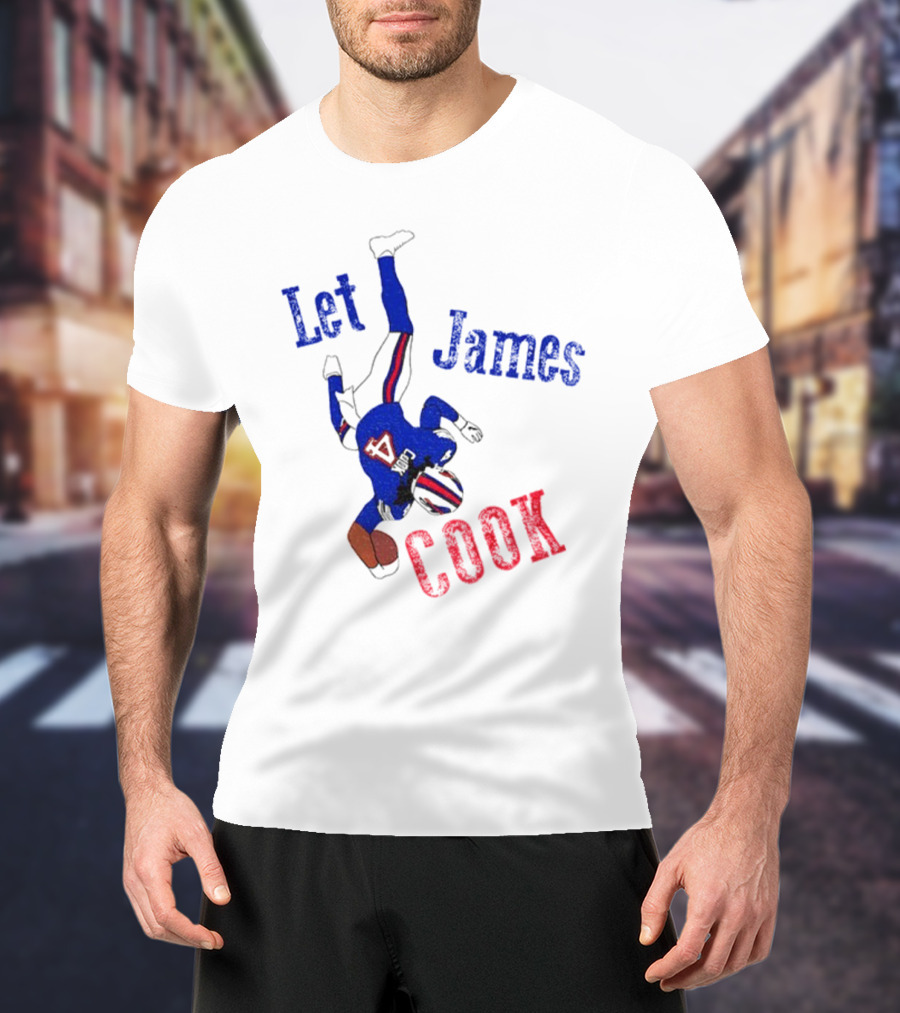 Let James Cook Football Player Red Blue Text T-Shirt