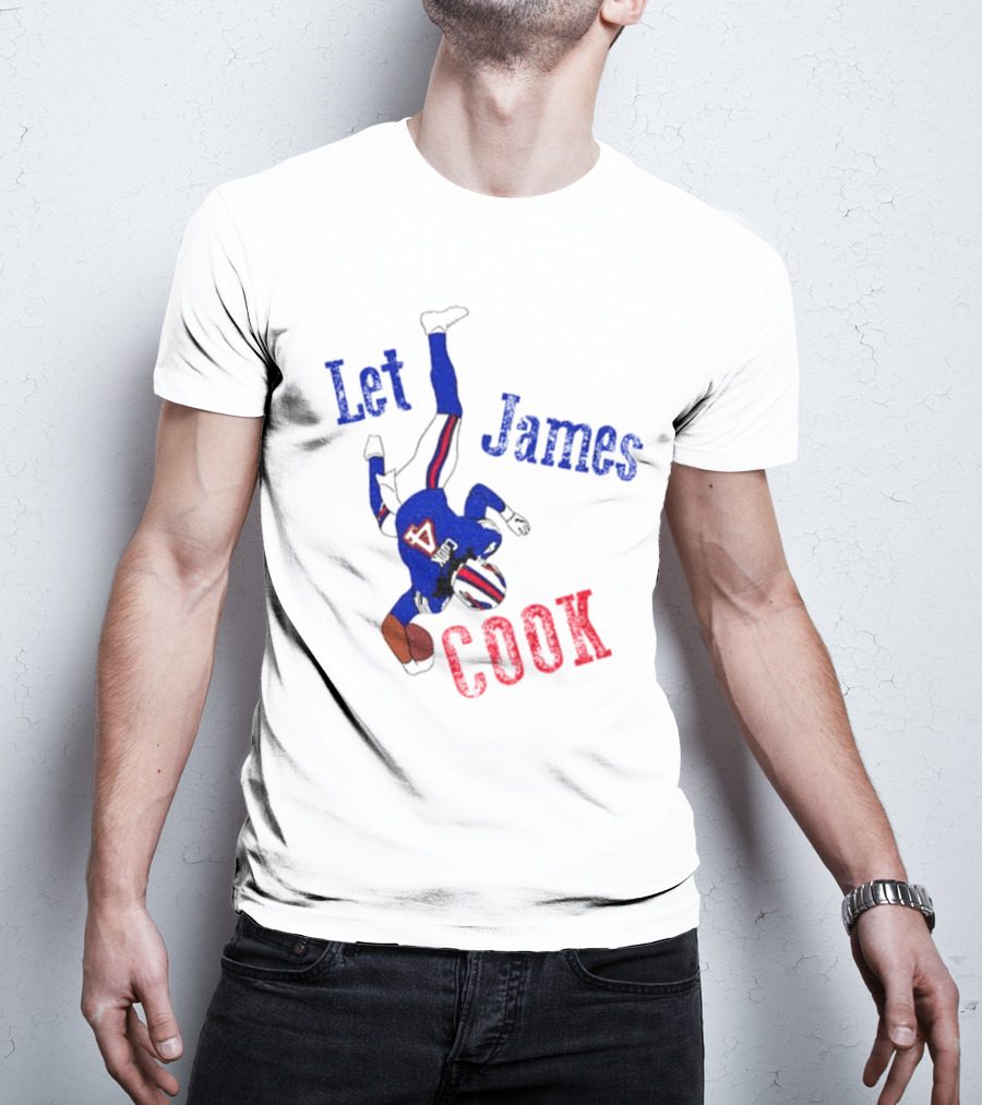 Let James Cook Football Player Red Blue Text T-Shirt