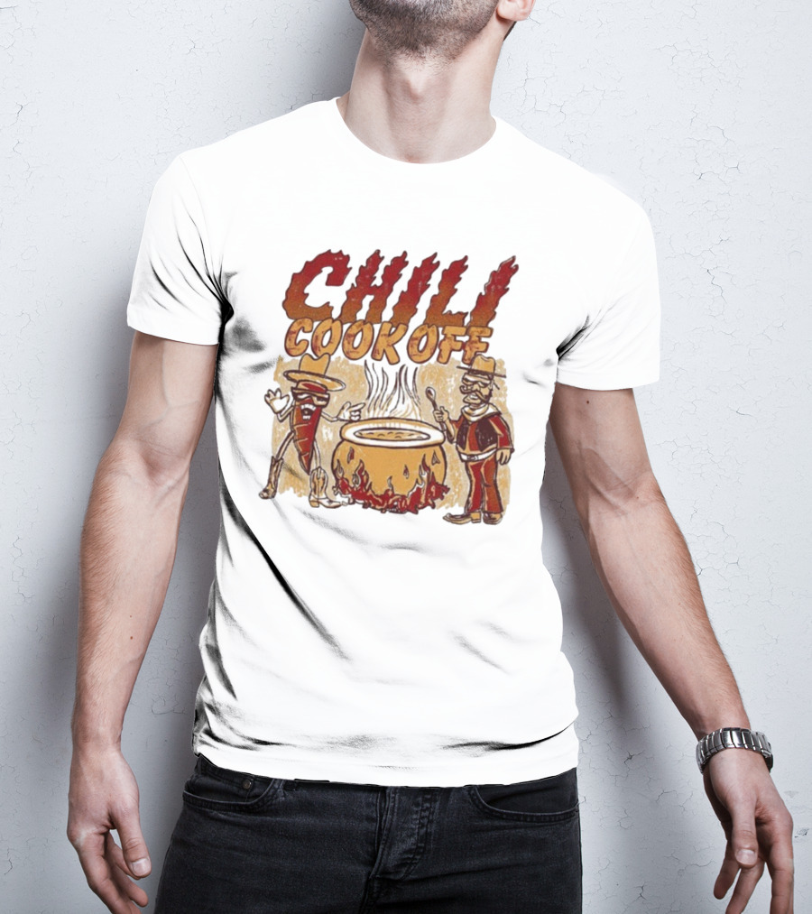 Chili Cookoff Spicy Pepper Cowboy And Chef Duel Over Fiery Pot T-Shirt