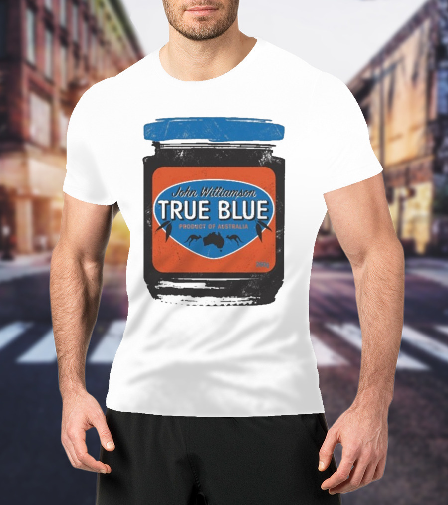 John Williamson True Blue Product Of Australia Mock Jam Label T-Shirt