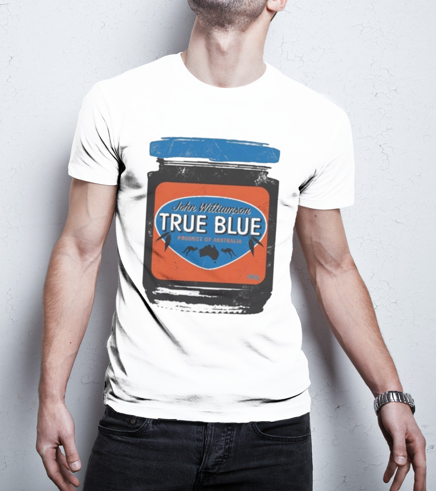 John Williamson True Blue Product Of Australia Mock Jam Label T-Shirt