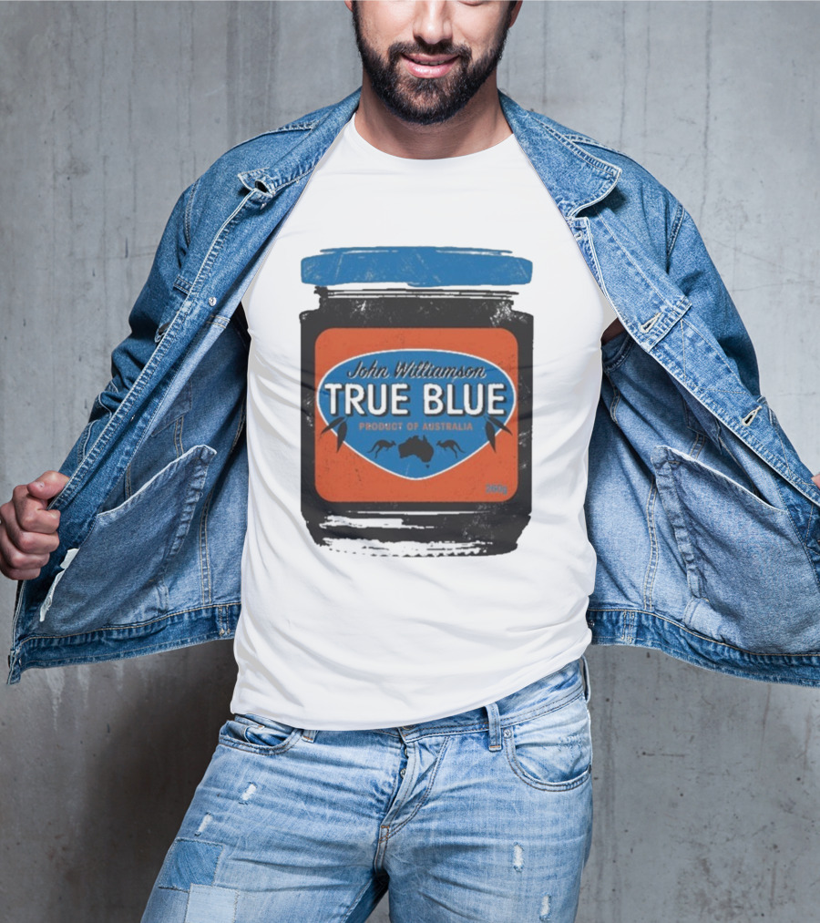 John Williamson True Blue Product Of Australia Mock Jam Label T-Shirt