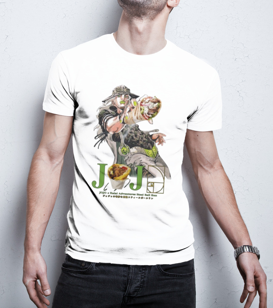 Jojo’s Halal Adventure Steel Ball Run Gyro Burrito Manga Crossover T-Shirt