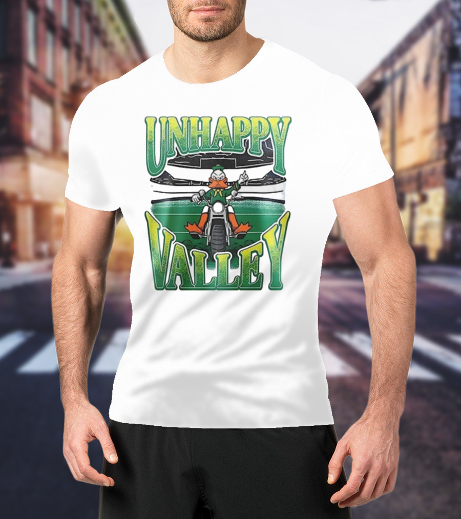 Oregon Ducks Unhappy Valley Mascot Motorcycle Rider T-Shirt