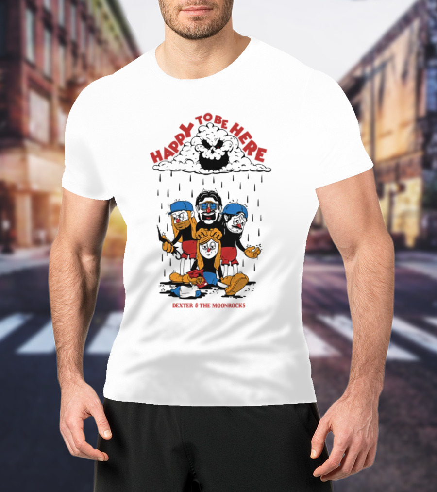 Dexter & The Moonrocks Happy To Be Here Blue And Red Outfits T-Shirt